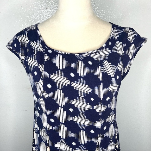 ANTHROPOLOGIE Maeve Indiga Swing Floral Dress Tasseled Back Lace Up Navy Size S - Picture 6 of 15